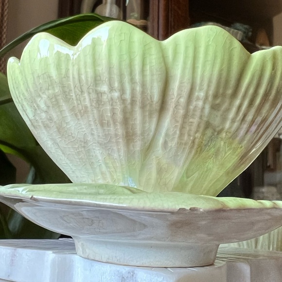 Antique Pair of Royal Winton Lotus Lusterware Bowls Attached Handle Saucer Plate - Picture 14 of 16